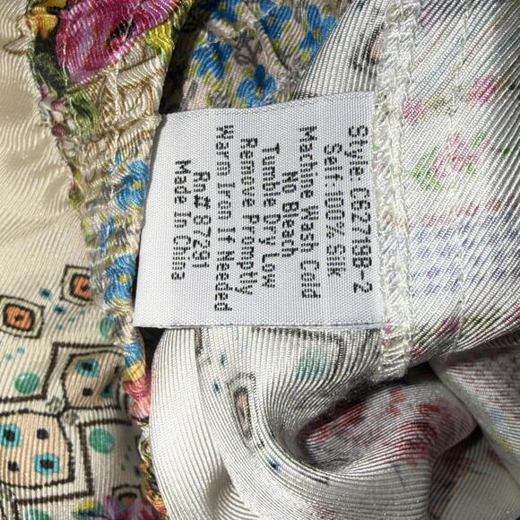 Johnny Was Zastone Womens Pant Sz S Silk Wide Leg Pants BOHO Floral Pockets FLAW - Picture 10 of 15